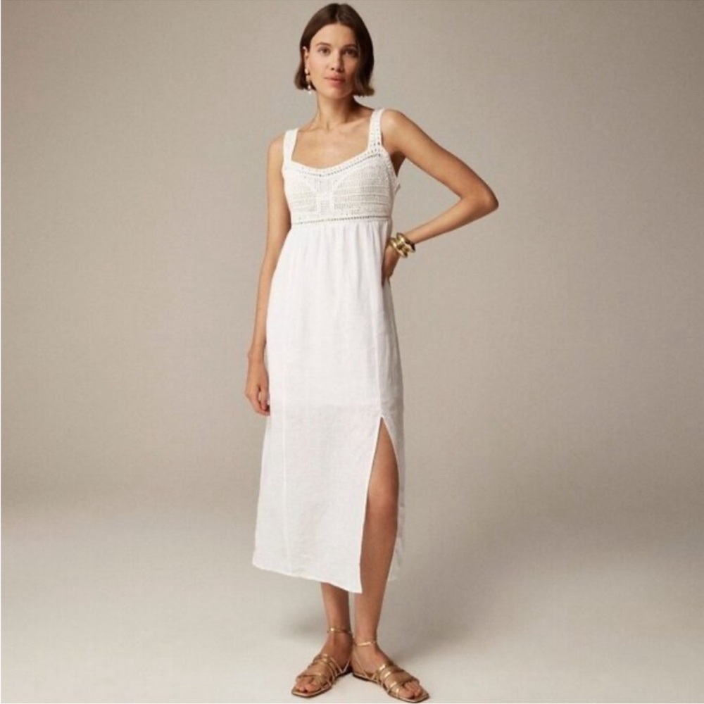 J. Crew White Maxi Dress with Crocheted Bodice